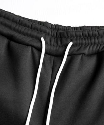 Men's Black Printed Hoodie Track Suit - 2 Pcs Set